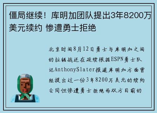 僵局继续！库明加团队提出3年8200万美元续约 惨遭勇士拒绝
